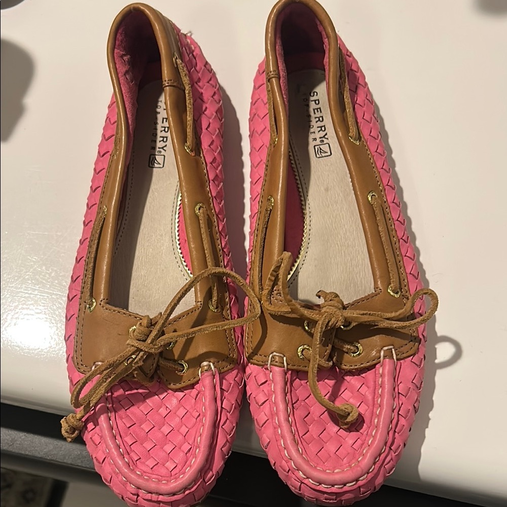 Sperry Women's Moccasins in Pink and Tan